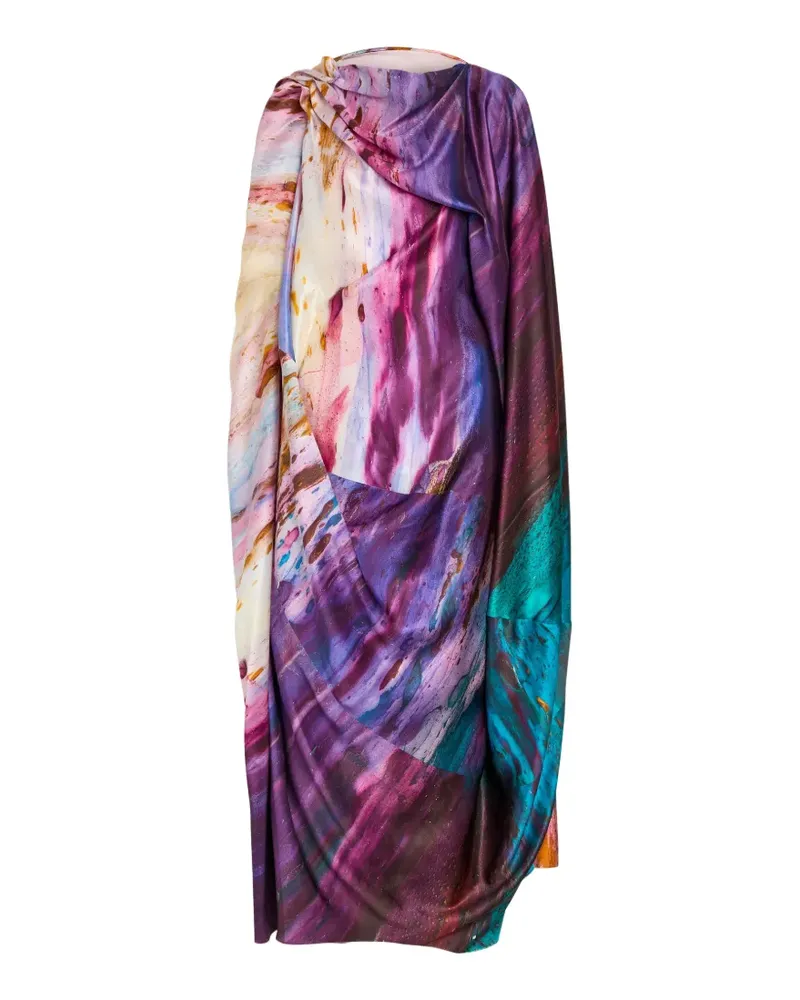 Roksanda Ilincic brushstroke-print draped dress - Violett Violett