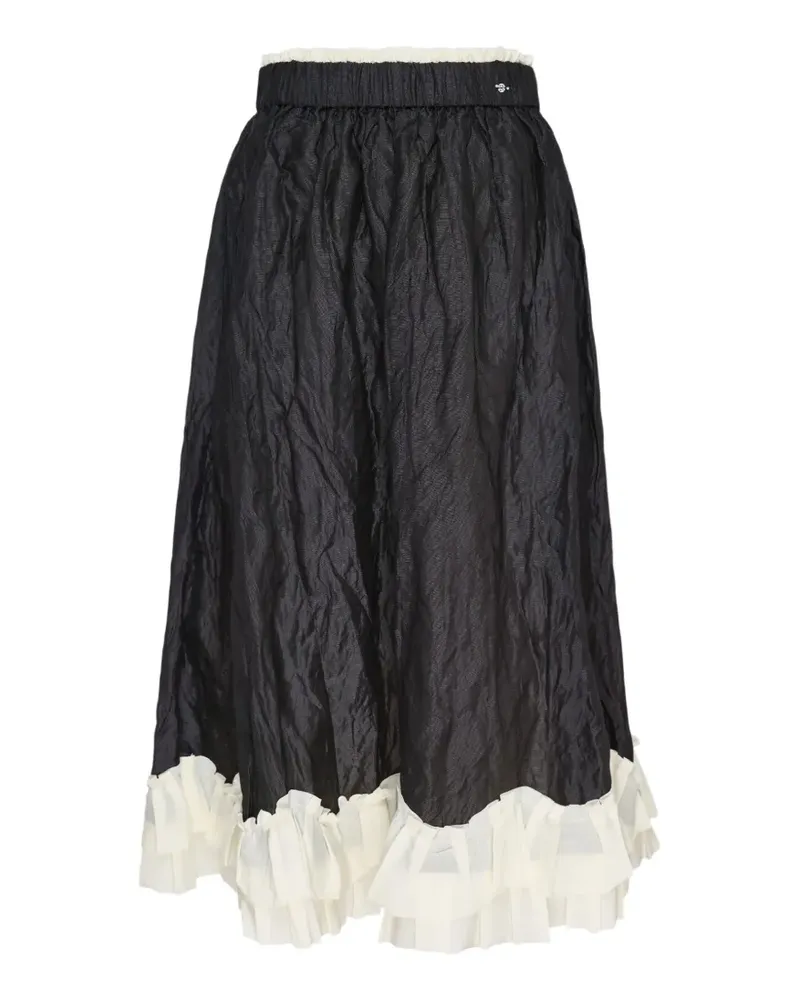 Renli Su ruffled A-line midi skirt - Schwarz Schwarz