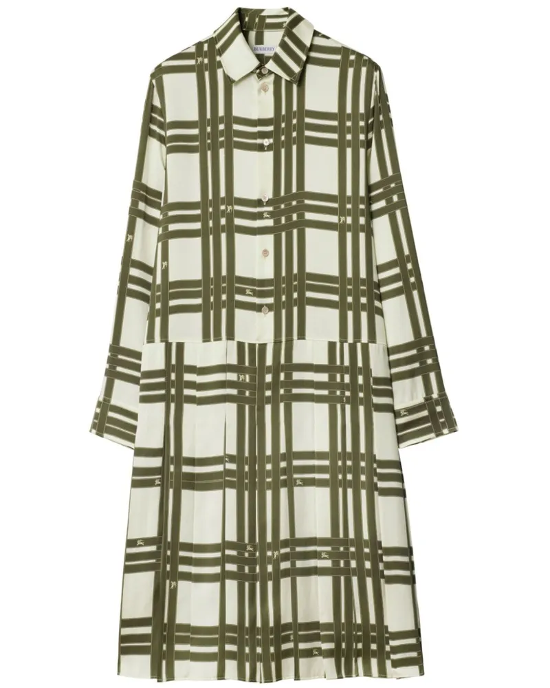 Burberry Seidenkleid mit Schleifen-Check - Weiß Weiß