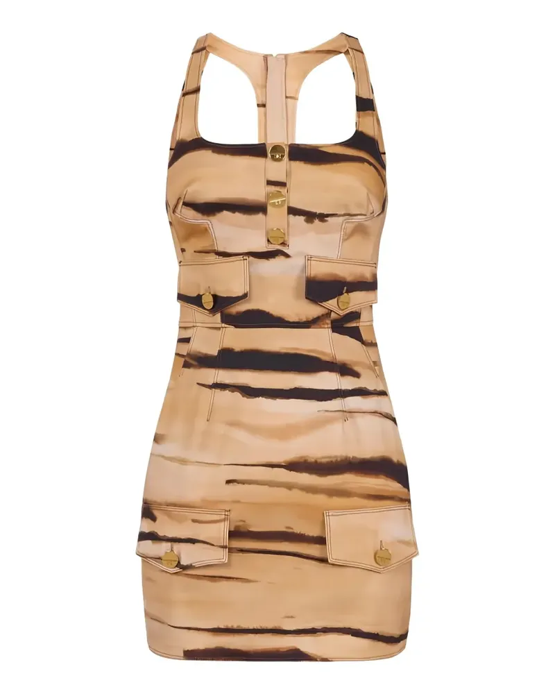 Elisabetta Franchi tiger-print mini dress - Nude Nude