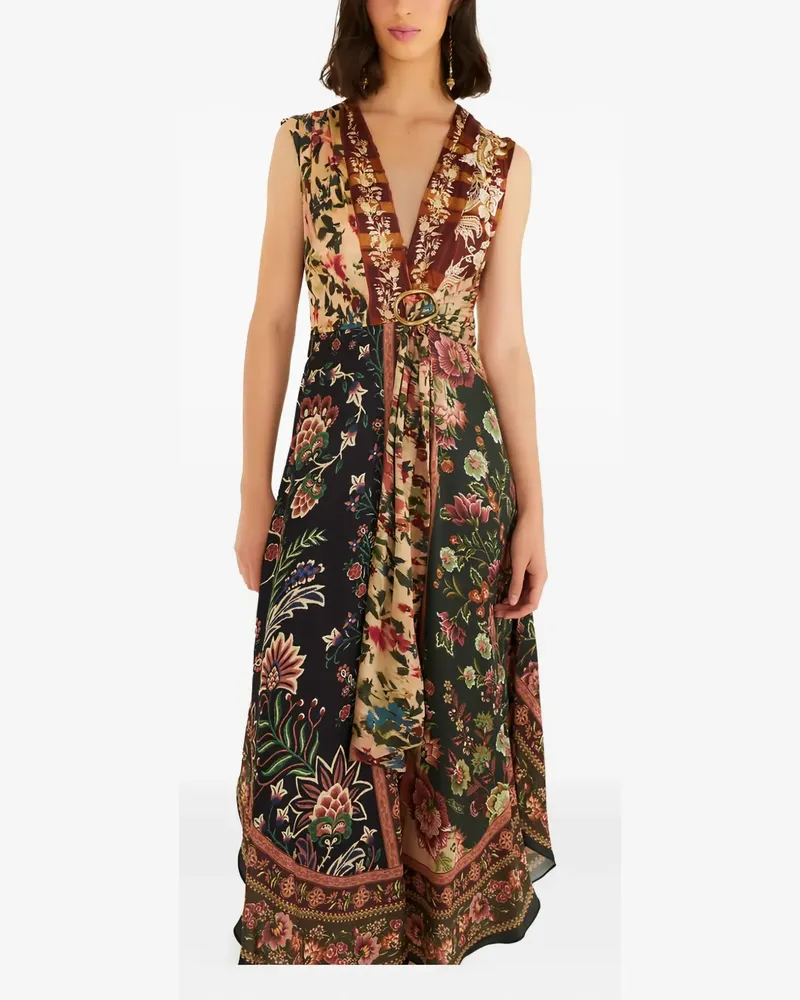 FARM Rio Maxikleid mit Blumen-Print - Schwarz Schwarz