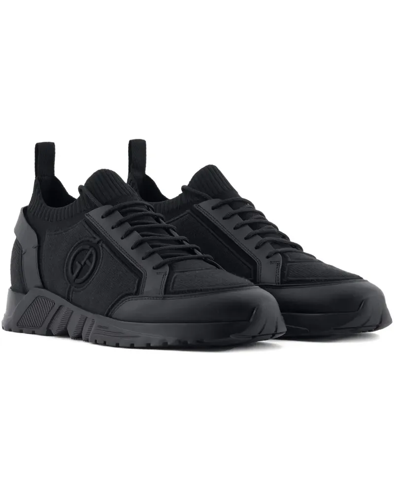 Giorgio Armani embroidered-logo sneakers - Schwarz Schwarz