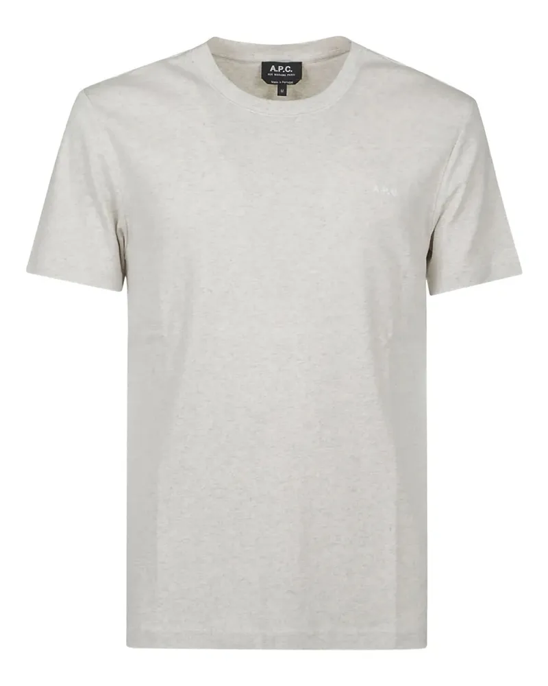 A.P.C. logo-embroidered cotton T-shirt - Weiß Weiß
