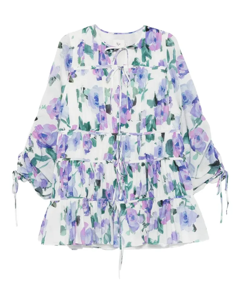 Aje. Minikleid mit Kleeblatt-Print - Weiß Weiß