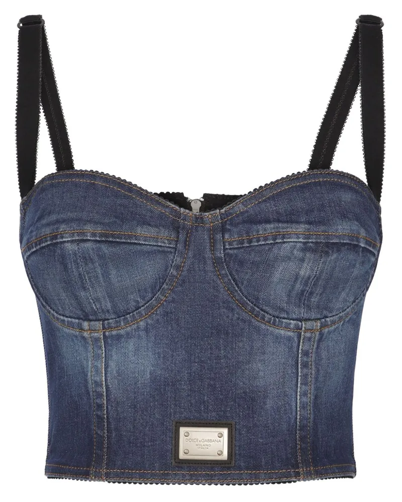 Dolce & Gabbana Cropped-Jeans-Top mit Logo - Blau Blau