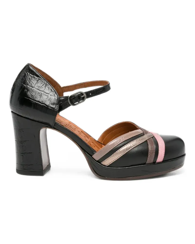 Chie Mihara Dedana Plateau-Pumps mit Kroko-Effekt - Schwarz Schwarz