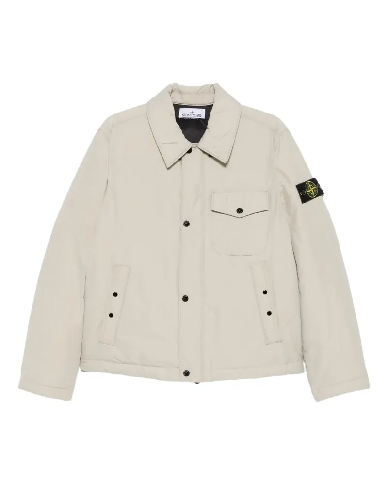 Stone Island logo-patch button-up jacket - Nude Nude