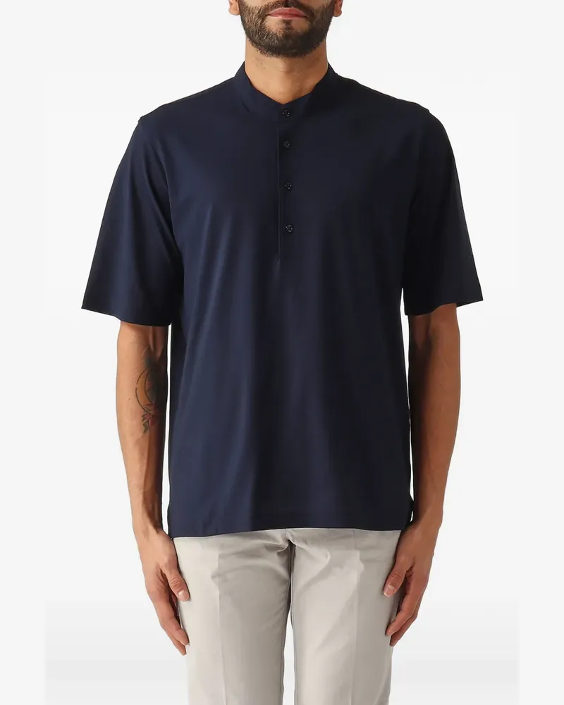 Herno band-collar button-up t-shirt - Blau Blau
