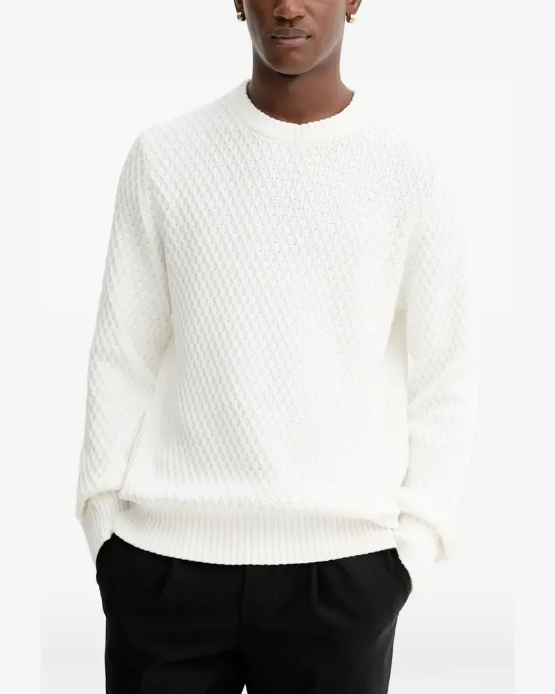 HUGO BOSS Texturierter Pullover - Weiß Weiß