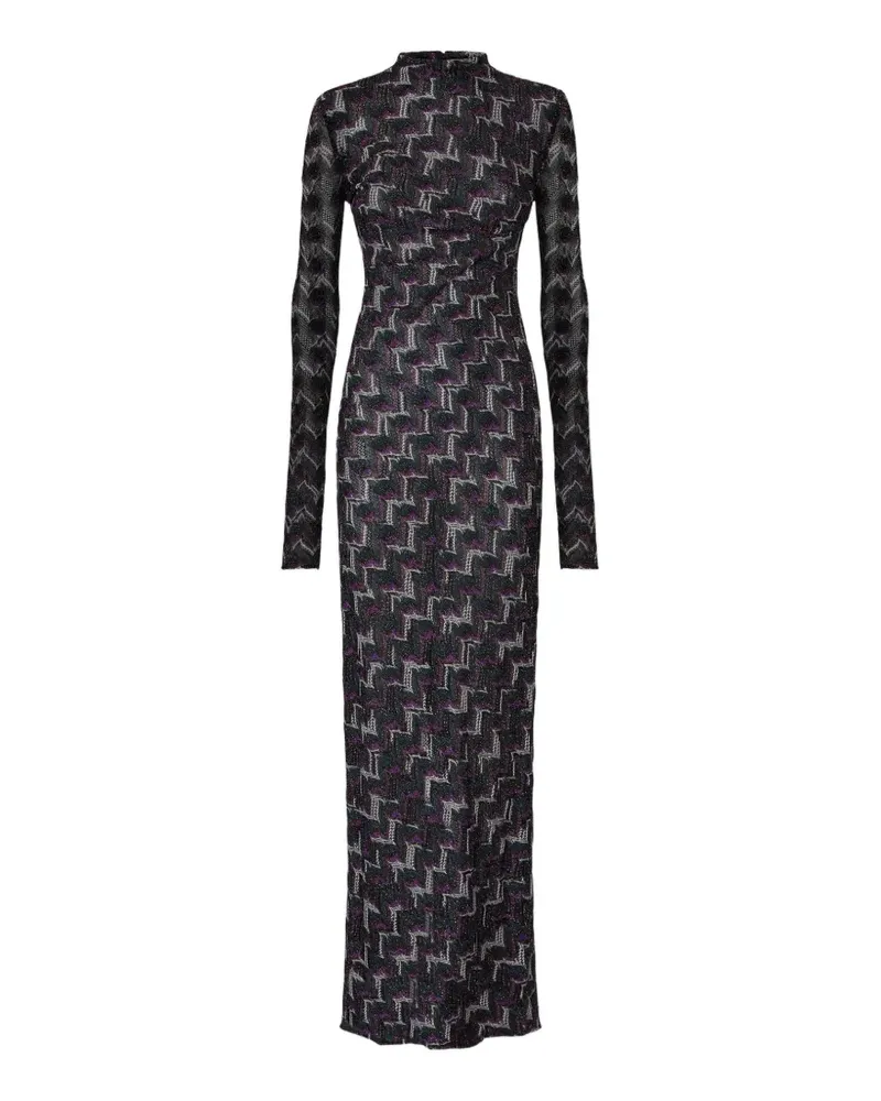 Missoni long-sleeve patterned maxi dress - Schwarz Schwarz