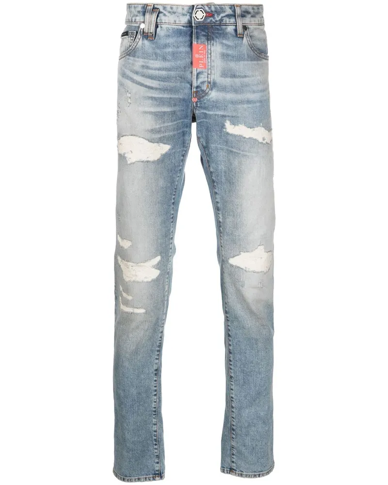 Philipp Plein Gerade Jeans im Distressed-Look - Blau Blau