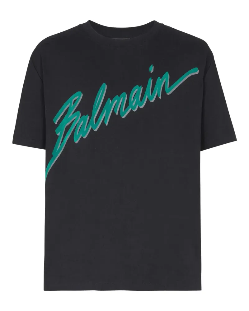 Balmain T-Shirt mit Logo-Print - Schwarz Schwarz