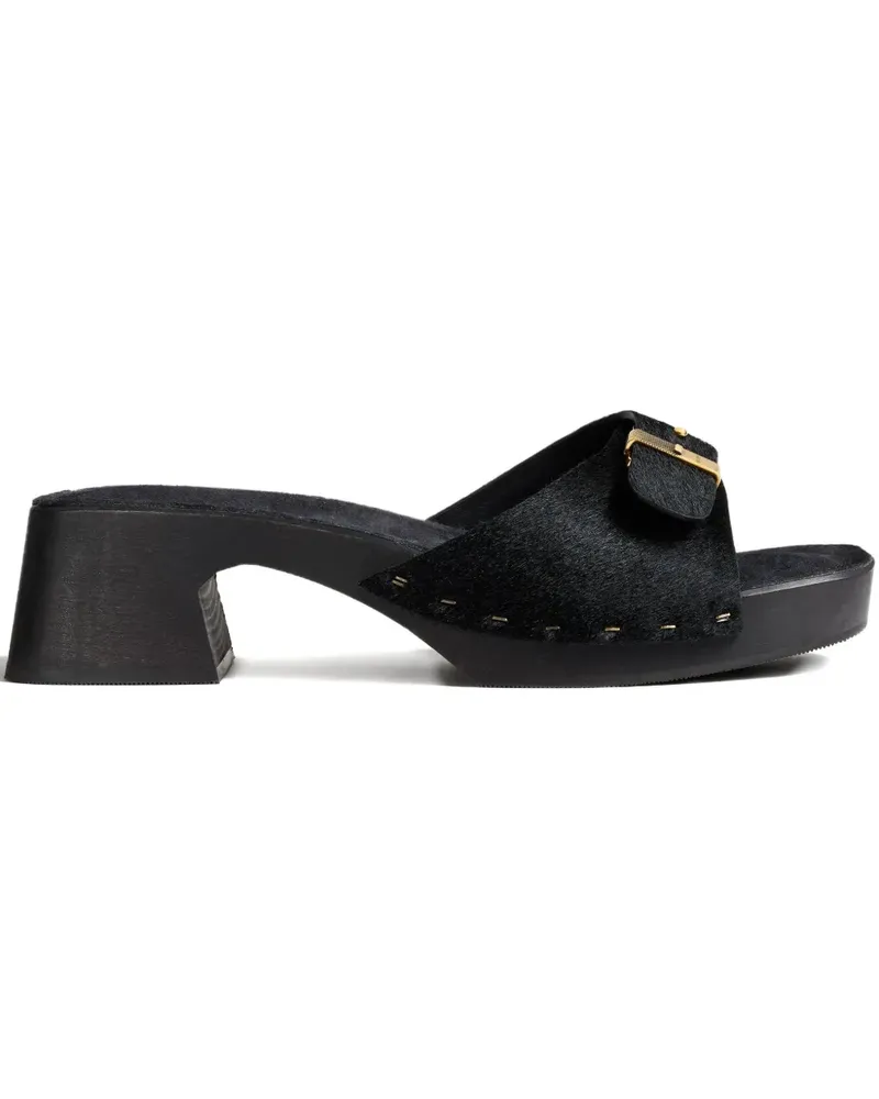 KHAITE Britt Clog haircalf buckle mules - Schwarz Schwarz