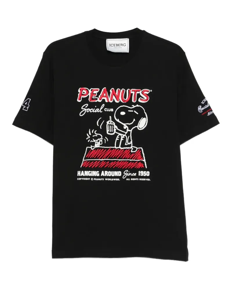 Iceberg T-Shirt mit Peanuts-Stickerei - Schwarz Schwarz