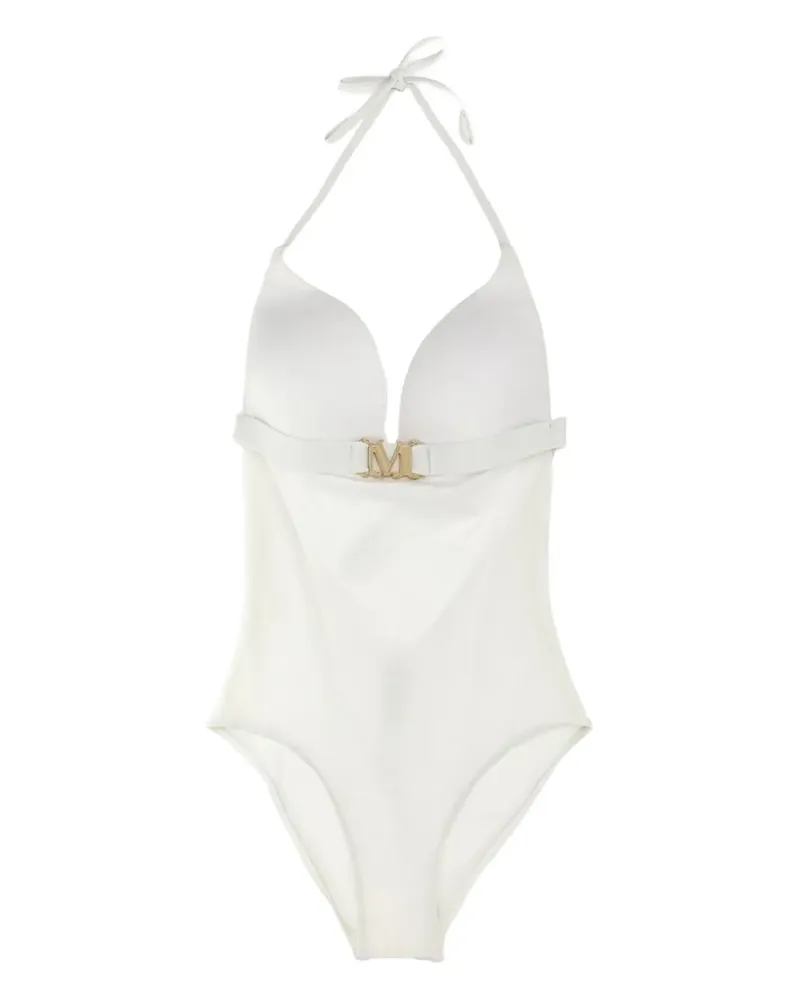 Max Mara Celine Badeanzug mit Monogramm-Gürtel - Weiß Weiß