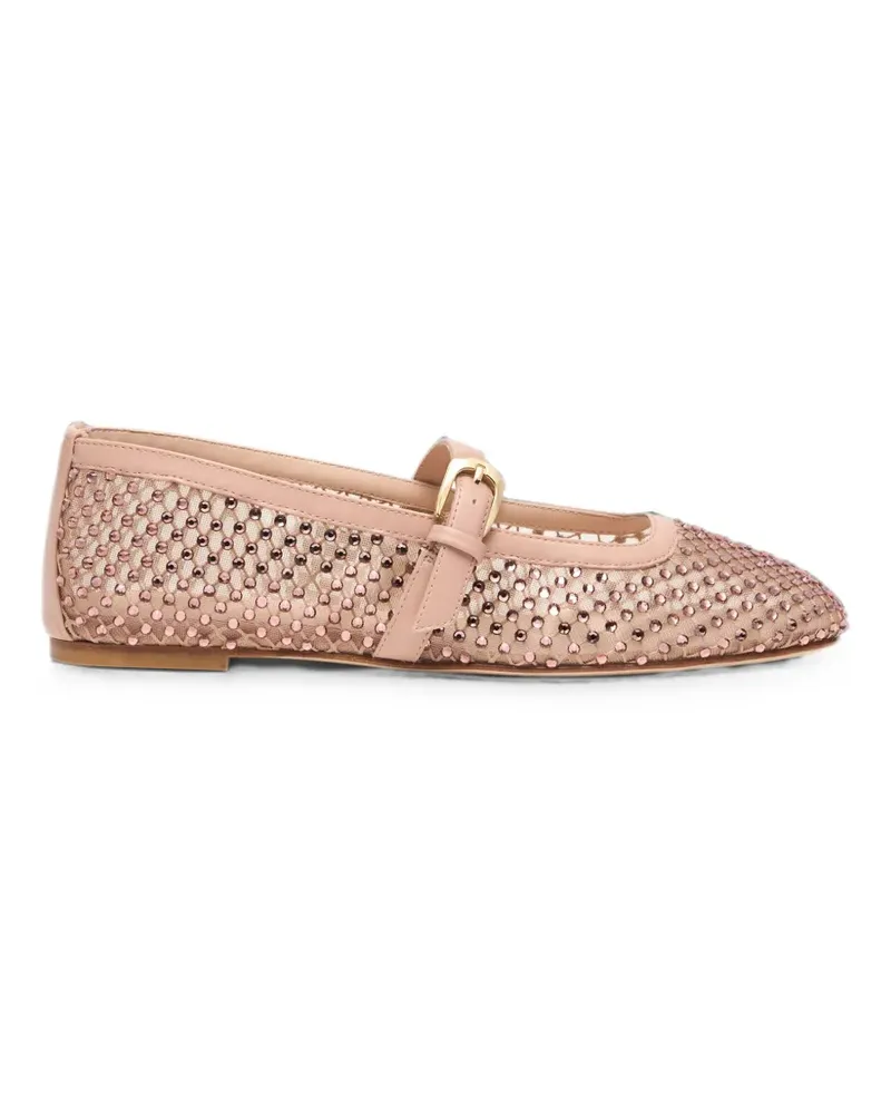 Stuart Weitzman crystal-embellished Bareitall Mary Jane ballet flats - Rosa Rosa