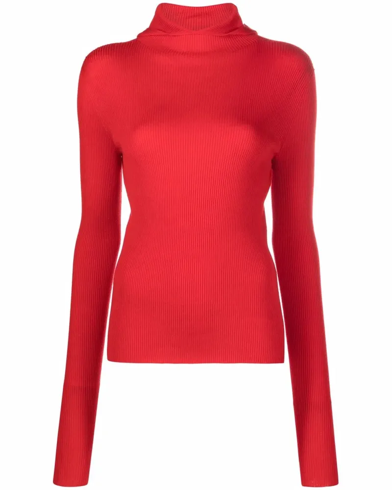 Jil Sander Gestrickter Kapuzenpullover - Rot Rot