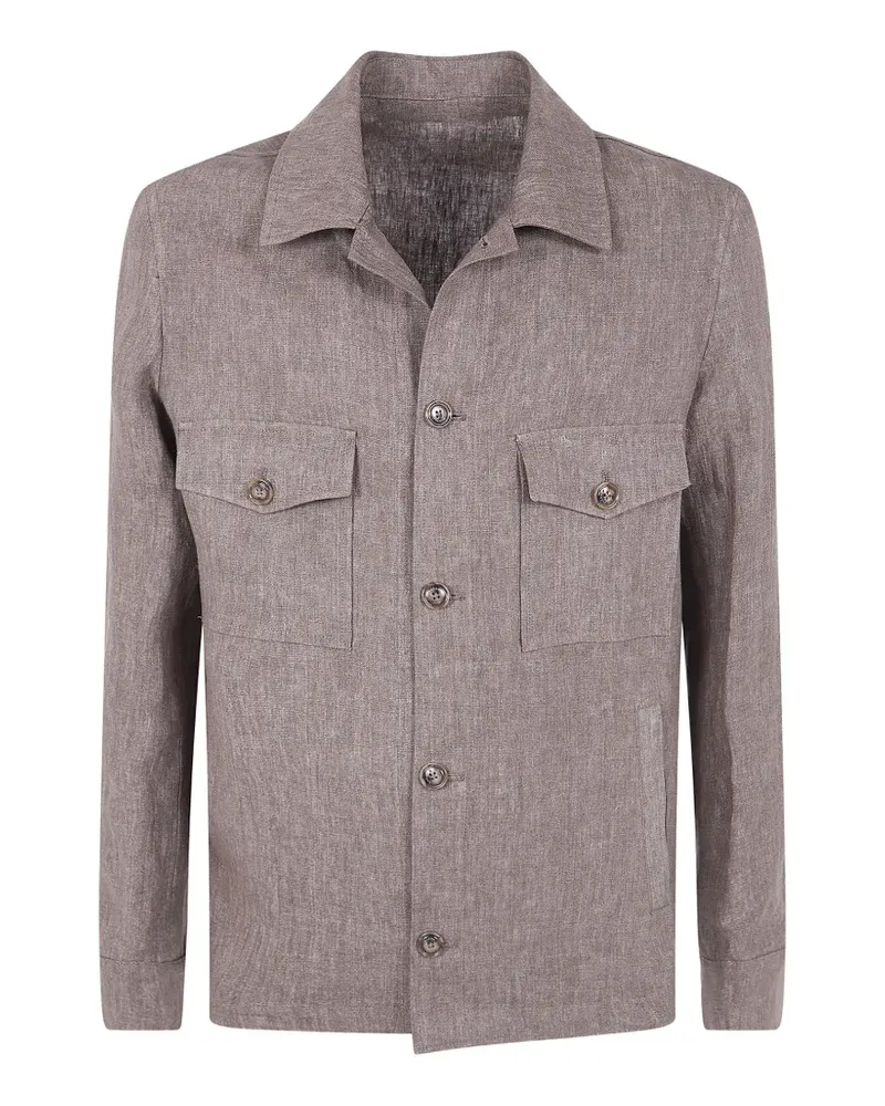 BARBA linen button-up shirt jacket - Braun Braun