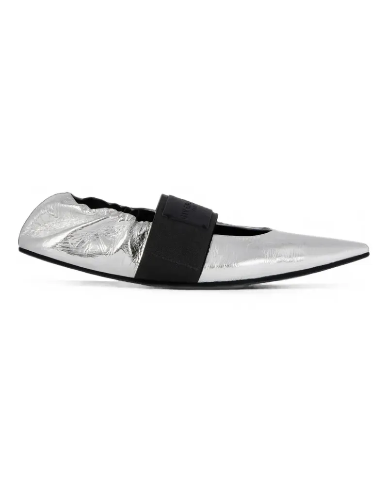 Givenchy Crush Ballerinas aus Metallic-Leder mit Knitteroptik - Silber Silber