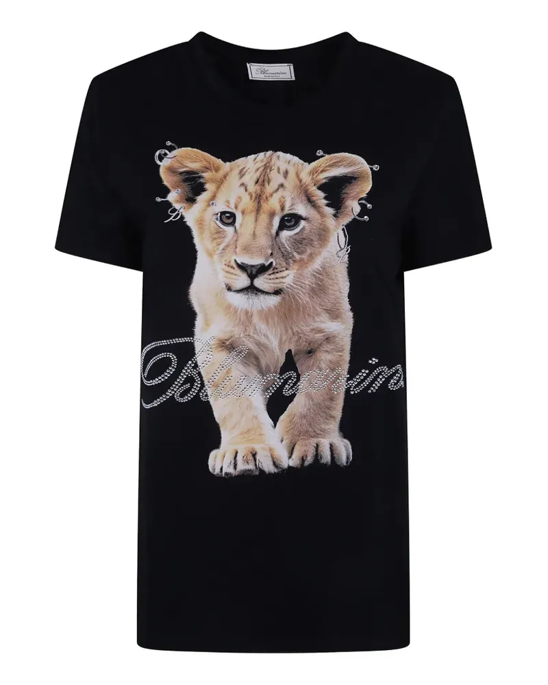 Blumarine lion-print crystal-embellished T-shirt - Schwarz Schwarz