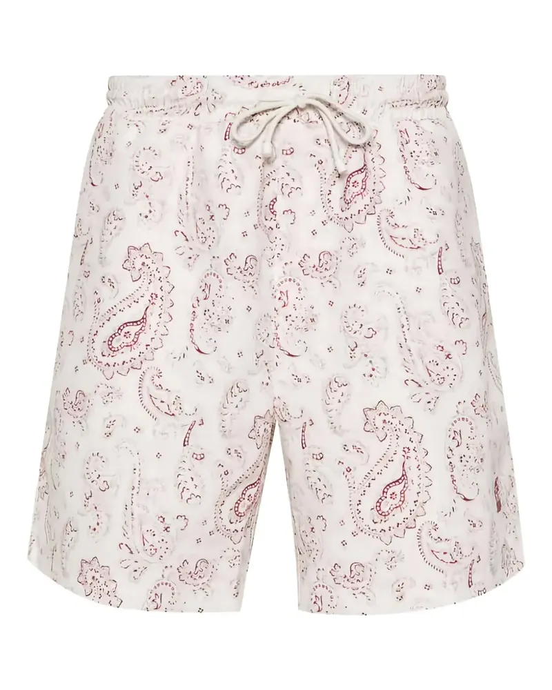 Brunello Cucinelli Gemusterte Badeshorts mit Kordelzug - Weiß Weiß