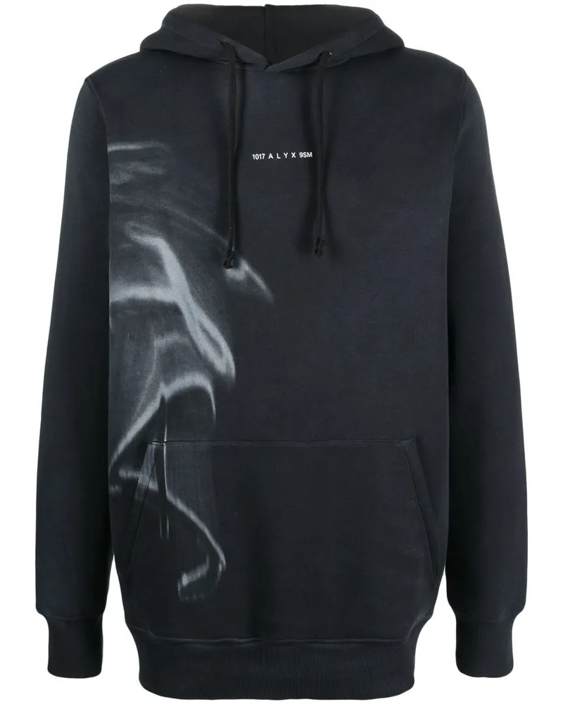 1017 ALYX 9SM Hoodie mit Rauch-Print Schwarz