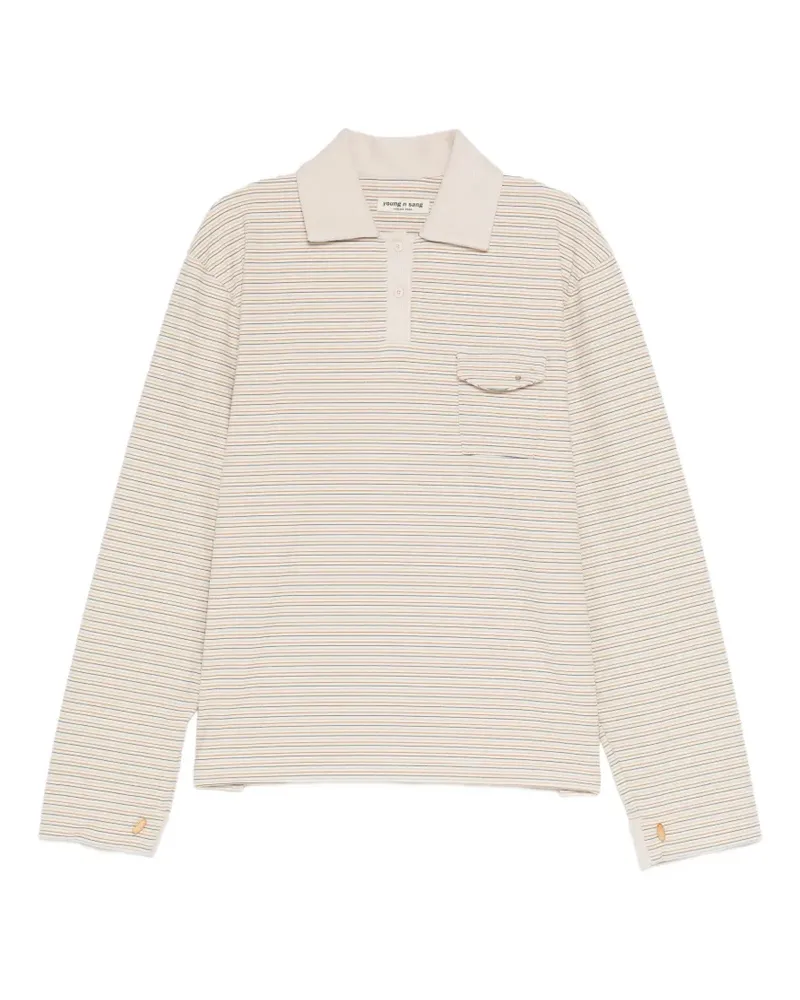 young n sang striped long-sleeve polo shirt - Nude Nude