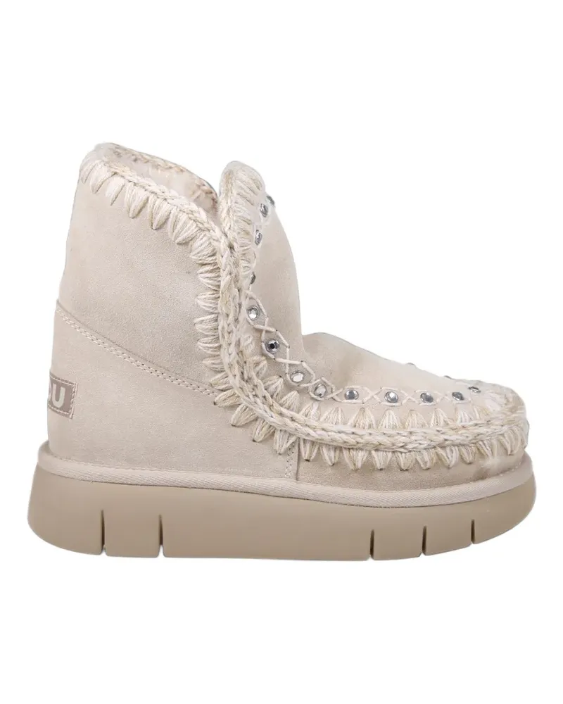 Mou crystal-embellished crochet-trim boots - Nude Nude