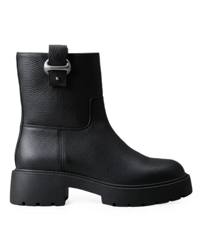 Calvin Klein logo-plaque pebbled boots - Schwarz Schwarz