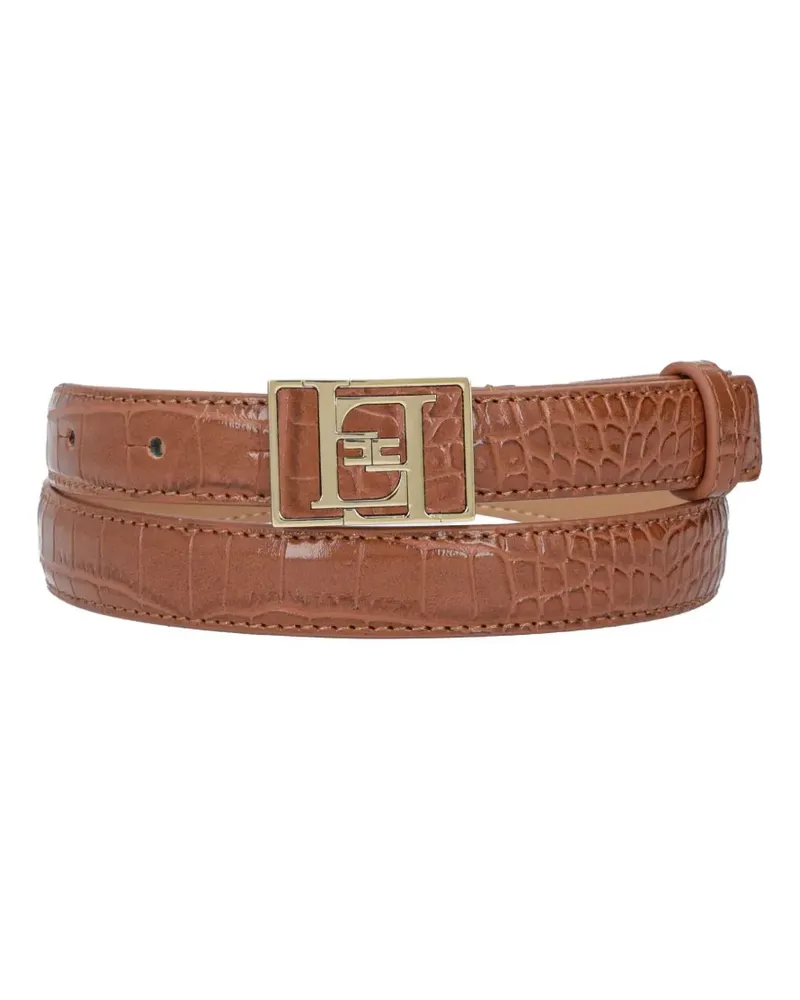 Elisabetta Franchi Gürtel mit Kroko-Optik - Braun Braun