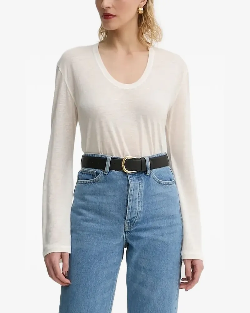 By Malene Birger Langarmshirt mit U-Ausschnitt - Weiß Weiß