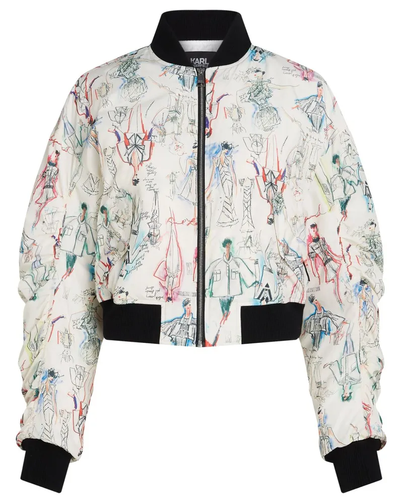 Karl Lagerfeld Wattierte Archive Sketch Bomberjacke - Weiß Weiß