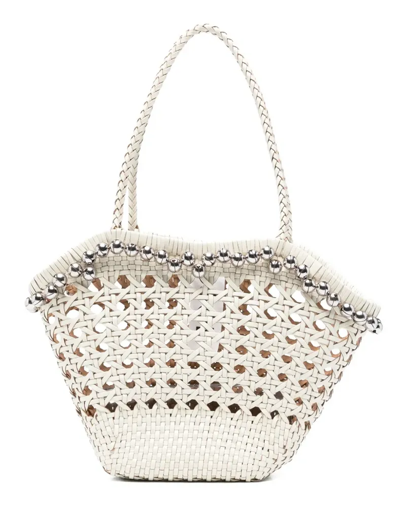 OSOI Lip woven beaded shoulder bag - Weiß Weiß