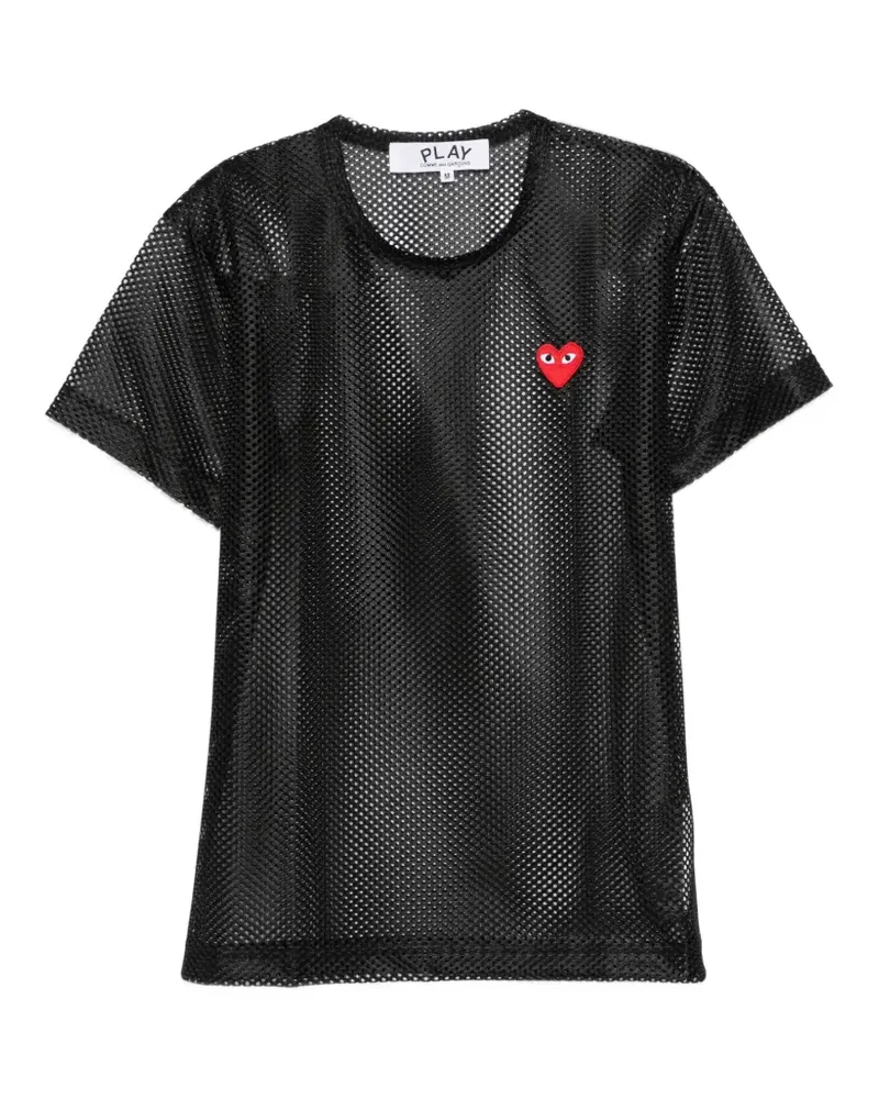 Comme des Garçons T-Shirt aus Mesh mit Logo-Patch - Schwarz Schwarz