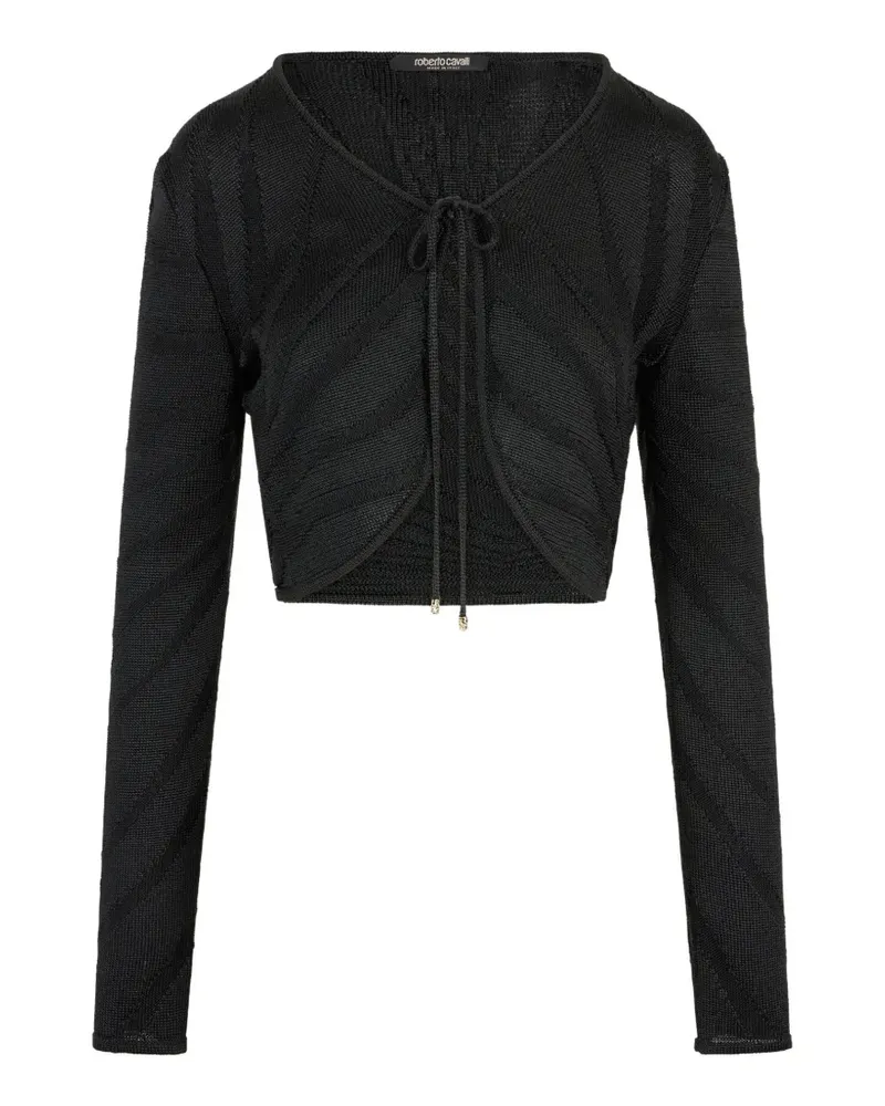 Roberto Cavalli chevron-knit tie-fastening cardigan - Schwarz Schwarz