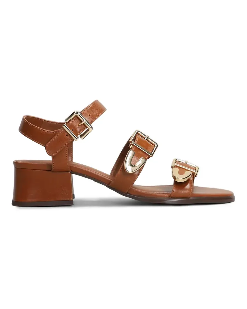 AREZZO buckle-detail leather heeled sandals - Braun Braun