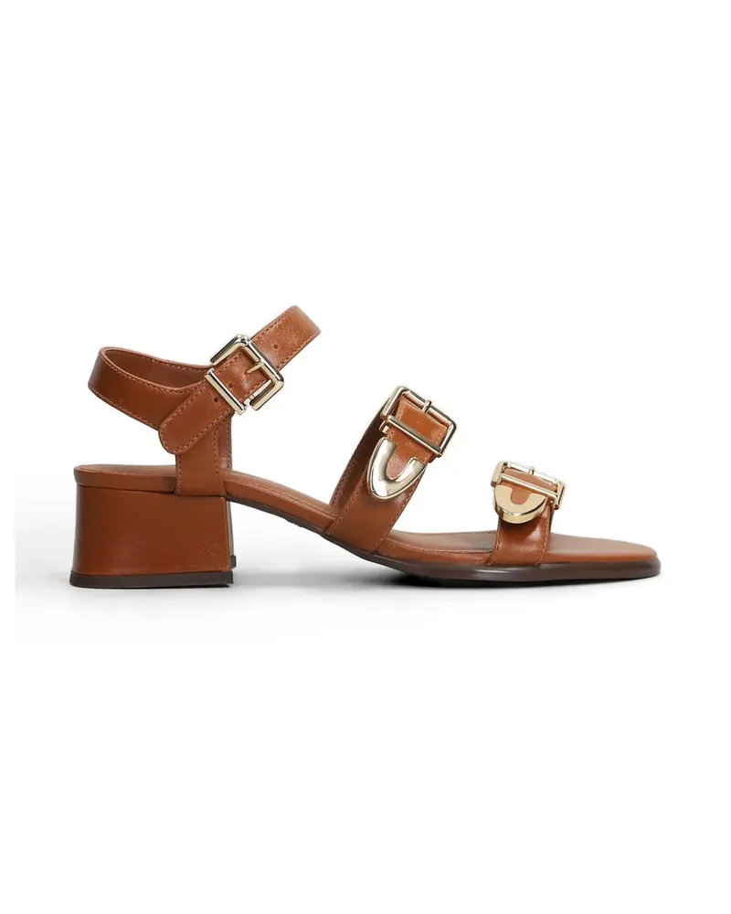 AREZZO buckle-detail leather heeled sandals - Braun Braun