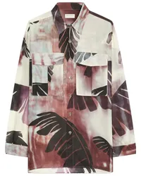 Dries van Noten Oversized-Seidenhemd mit Print Nude