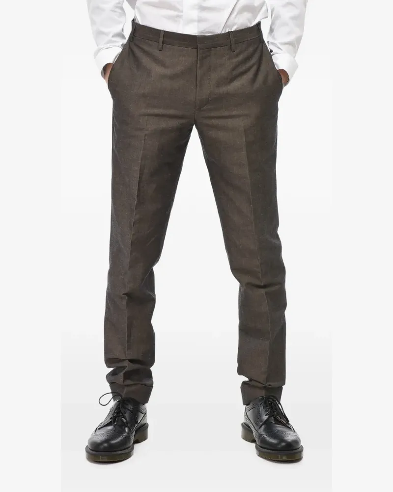 Corneliani bouclé-texture hidden-button trousers - Braun Braun