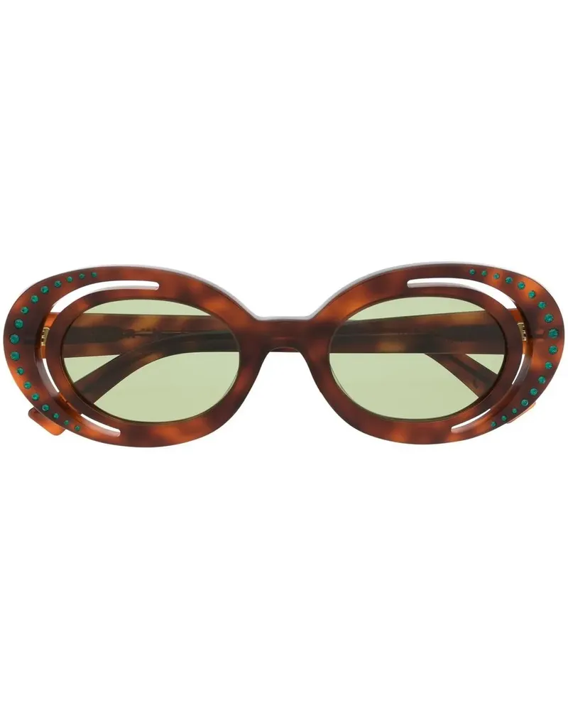 Marni Ovale Sonnenbrille in Schildpattoptik - Braun Braun