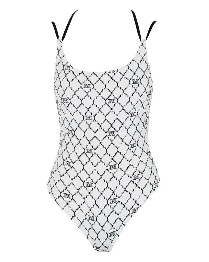Max Mara Cora Badeanzug mit Monogramm - Weiß Weiß
