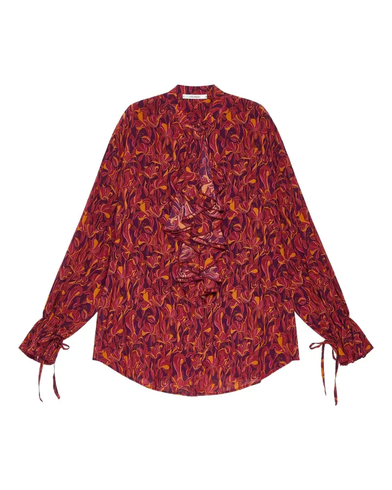 Maliparmi Gerüschte Bluse mit Blumenmuster - Rot Rot