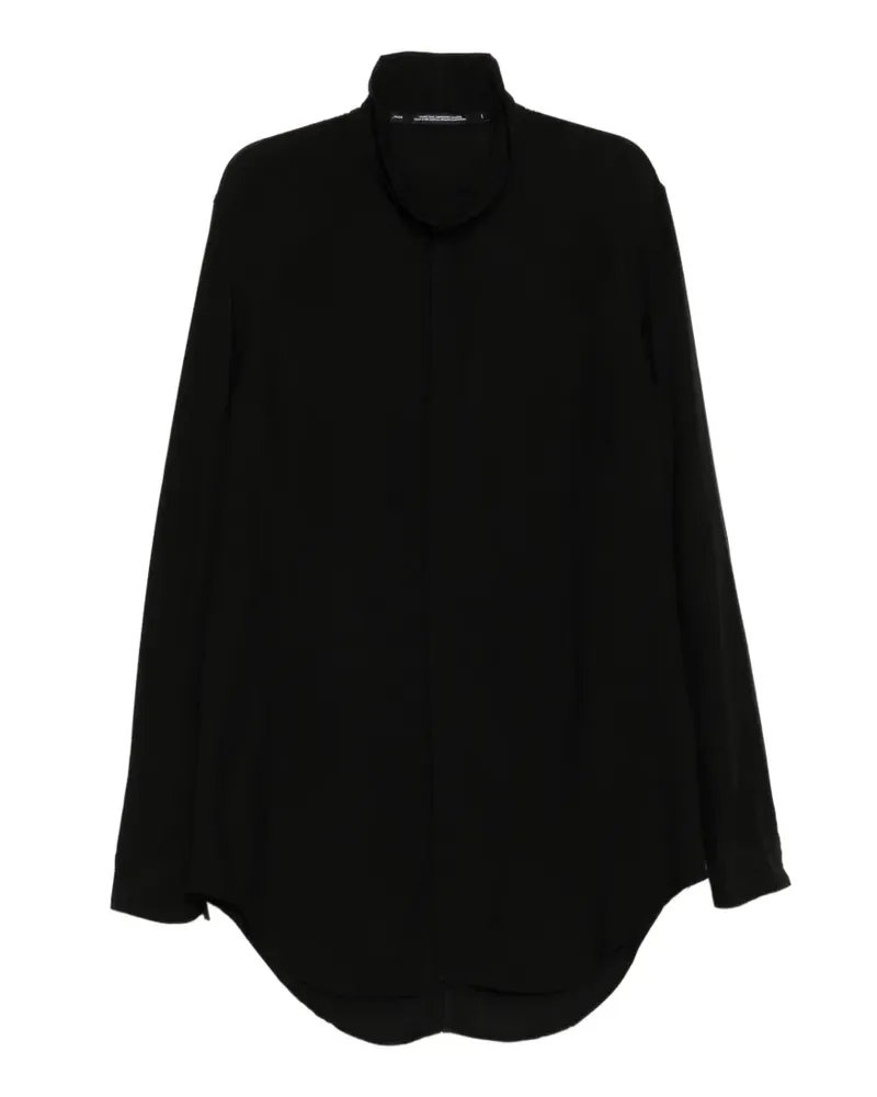 Julius high-neck curved hem shirt - Schwarz Schwarz