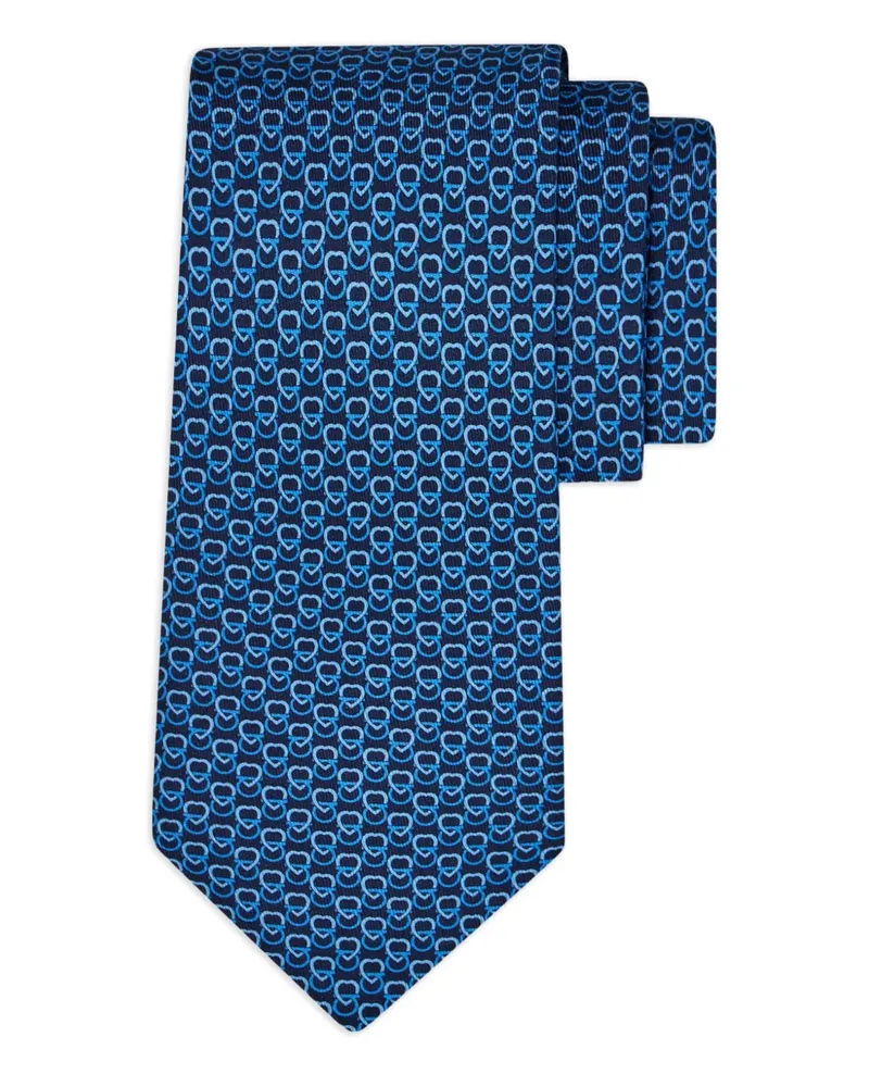 Ferragamo Krawatte aus Seide mit Herz-Print - Blau Blau