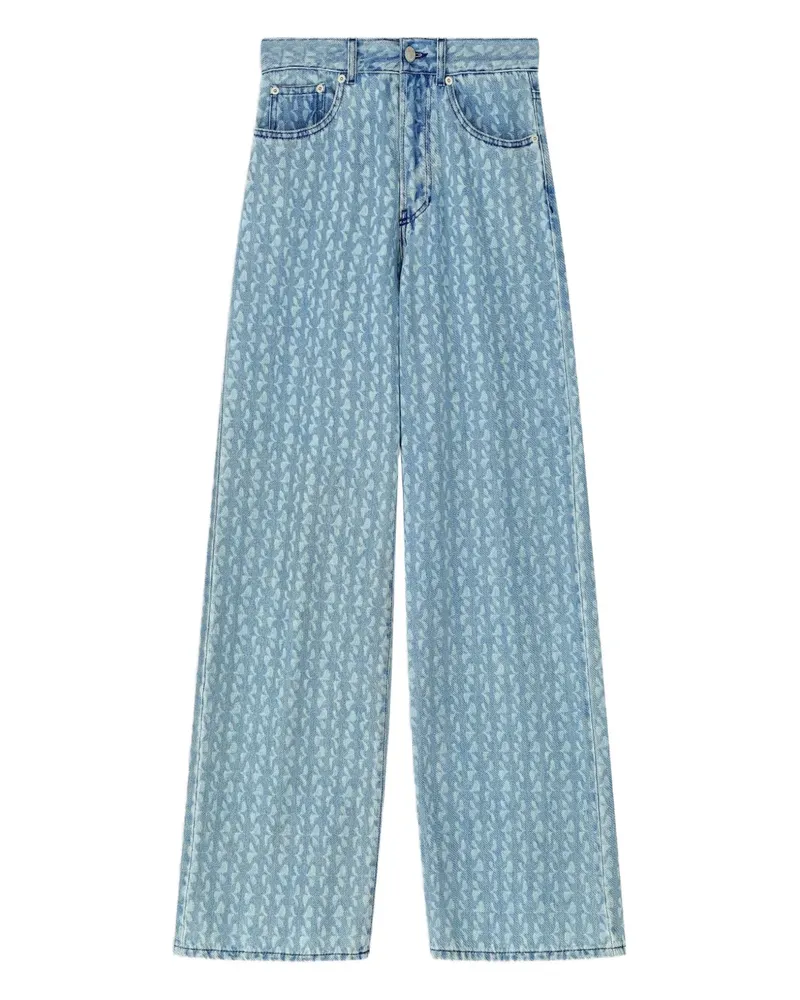 Dries van Noten Weite Jeans mit Print - Blau Blau