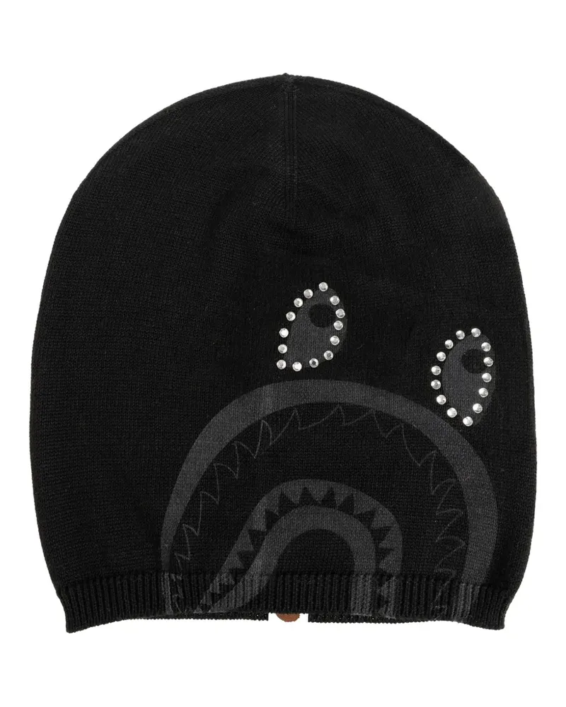 BAPE Crystal Shark fine-knit beanie hat - Schwarz Schwarz
