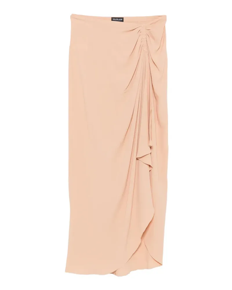 Thierry Mugler draped button-detail skirt - Nude Nude