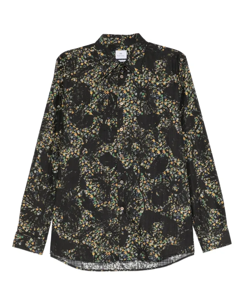 Paul Smith Hemd mit Blumenprint - Schwarz Schwarz