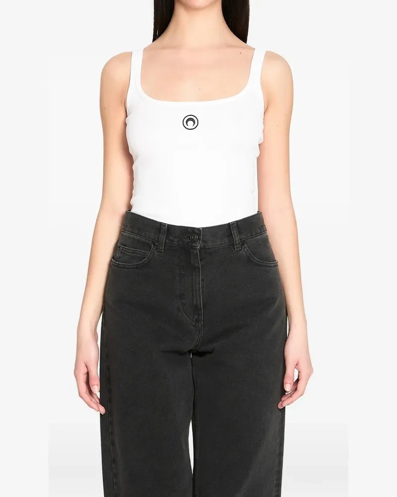 Marine Serre ribbed logo tank top - Weiß Weiß