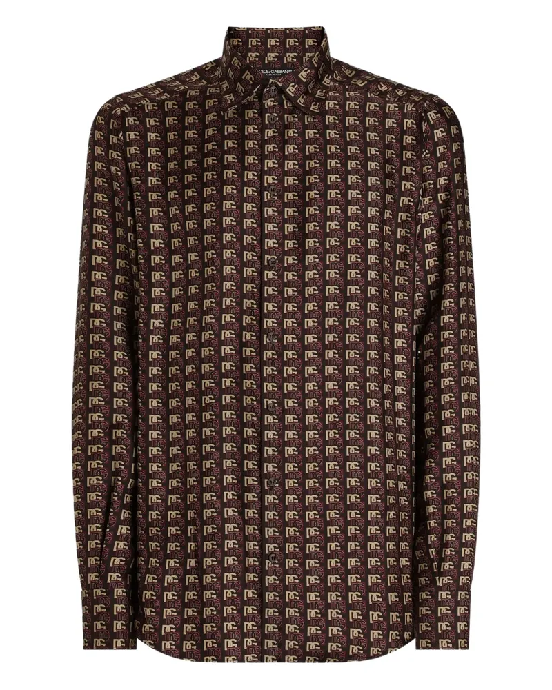 Dolce & Gabbana Hemd mit Logo-Print - Braun Braun